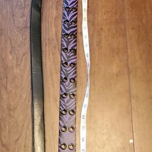 2 Womens Belts Black And Purple with Eyelet Design
